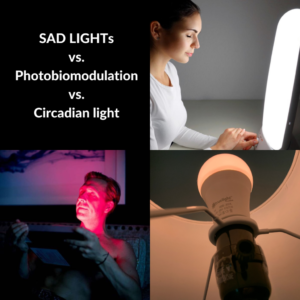 SAD Lights vs Photobiomodulation vs Circadian Light